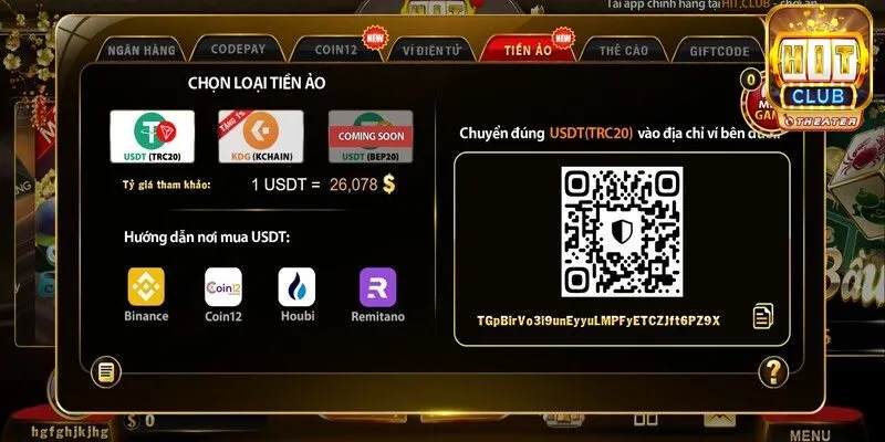 Cách nạp tiền Hitclub với 7 phương thức đơn giản 7 Cách nạp tiền Hitclub qua tiền ảo